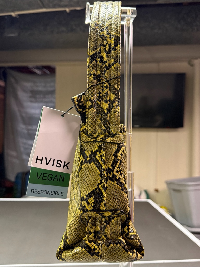 Hvisk Scape Small Shell Yellow Snakeskin Vegan Leather Shoulder Bag H2354 Nwt — image 4 of 8